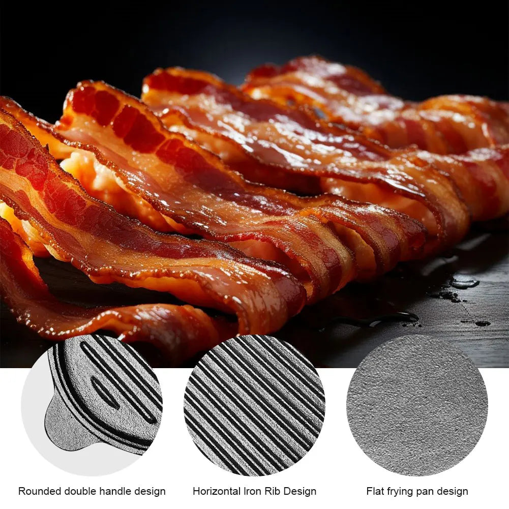 11 X 6.3in Cast Iron Griddle Pan Oval, Reversible Pan for Indoor & Outdoor Cooking