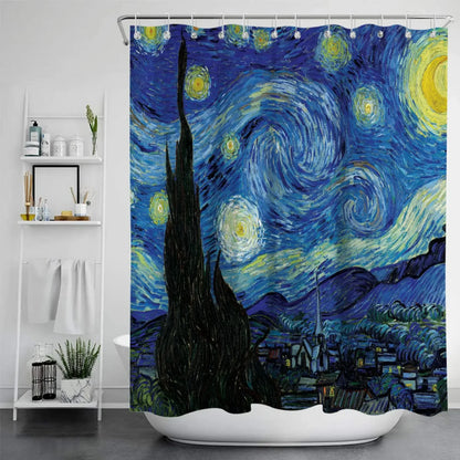 1pc Van Gogh Painting Anti-mildew Shower Curtain Polyester