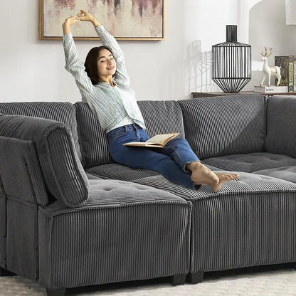 Modular Sectional Sofa U-Shaped Couch with Reversible Chaise, 6-Seat
