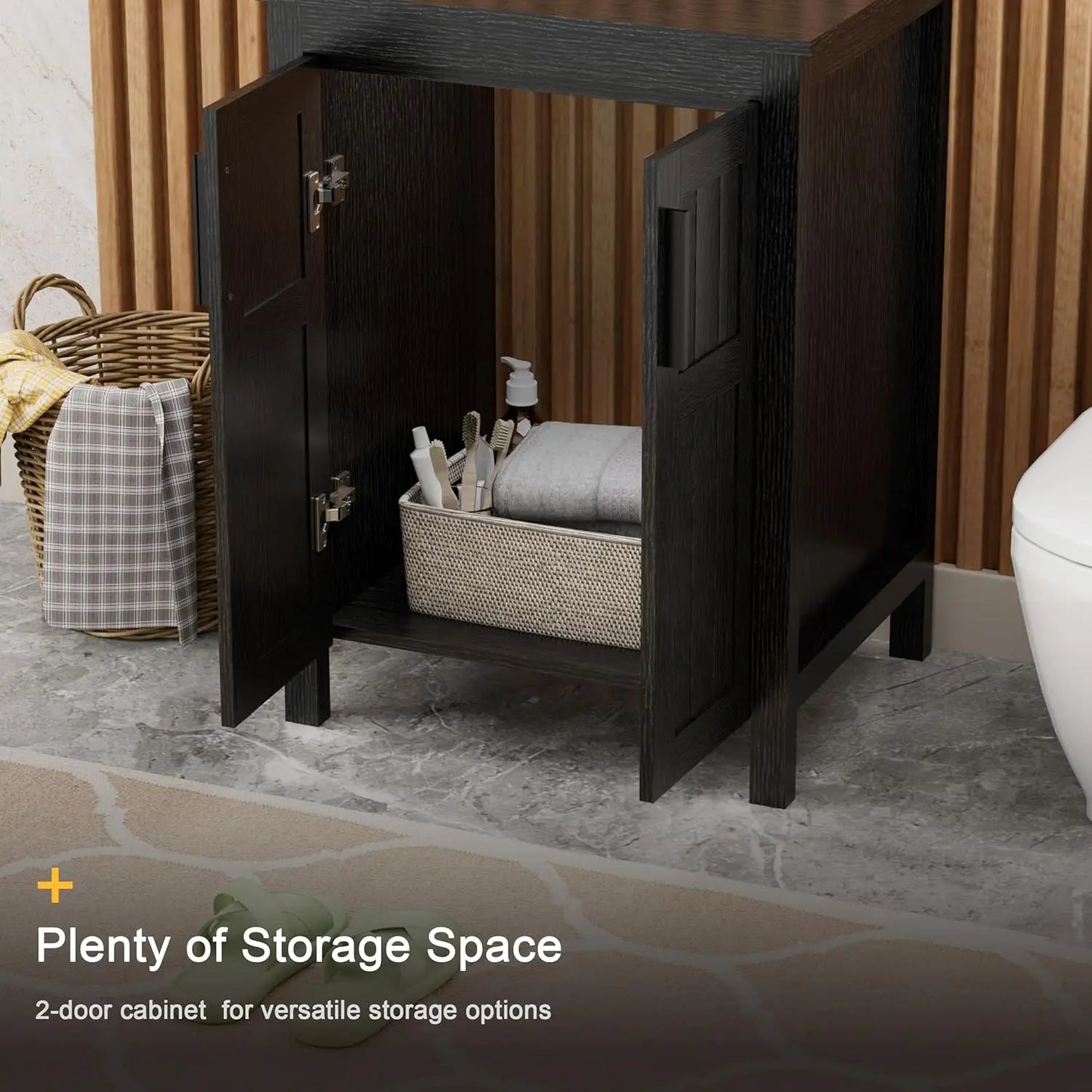 Black 24" Bathroom Vanity with Sink Combo, Modern Sink Cabinet,