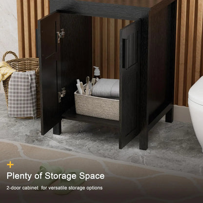 Black 24" Bathroom Vanity with Sink Combo, Modern Sink Cabinet,