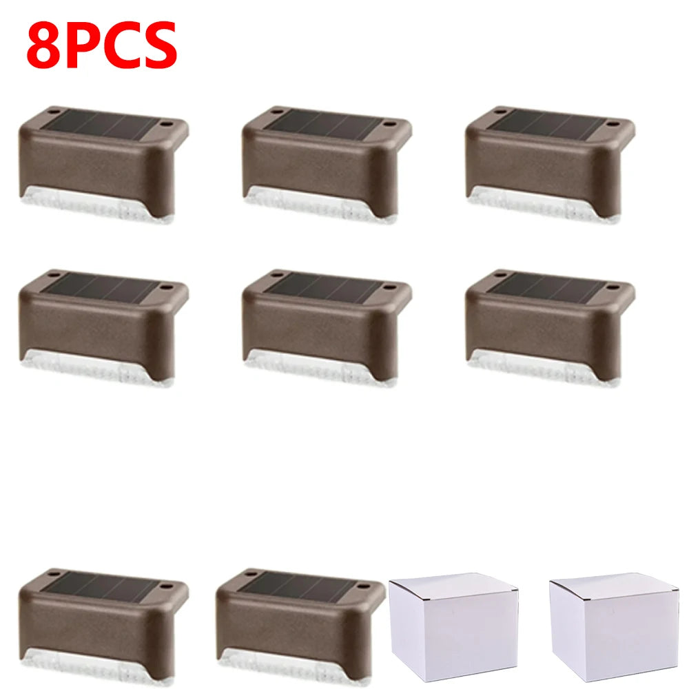 Warm White LED Solar Step Lamp Path Lights Waterproof Balcony, Patio Stair, Fence Light.