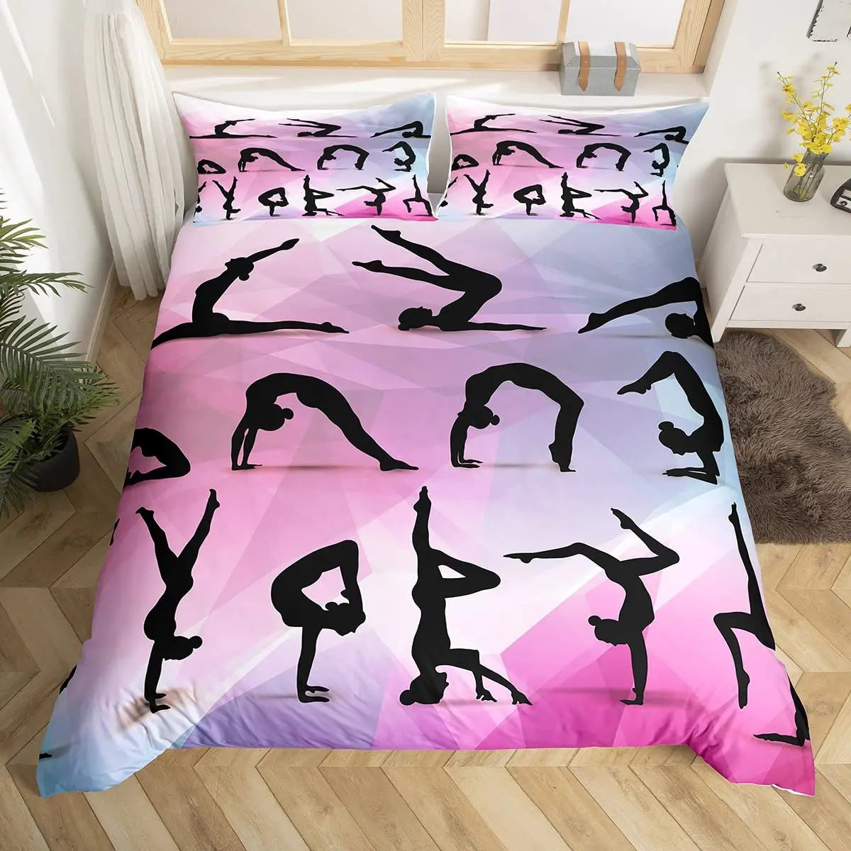 Gymnastics Duvet Cover for Kids Teens Girls Queen Lightweight Quilt Covers