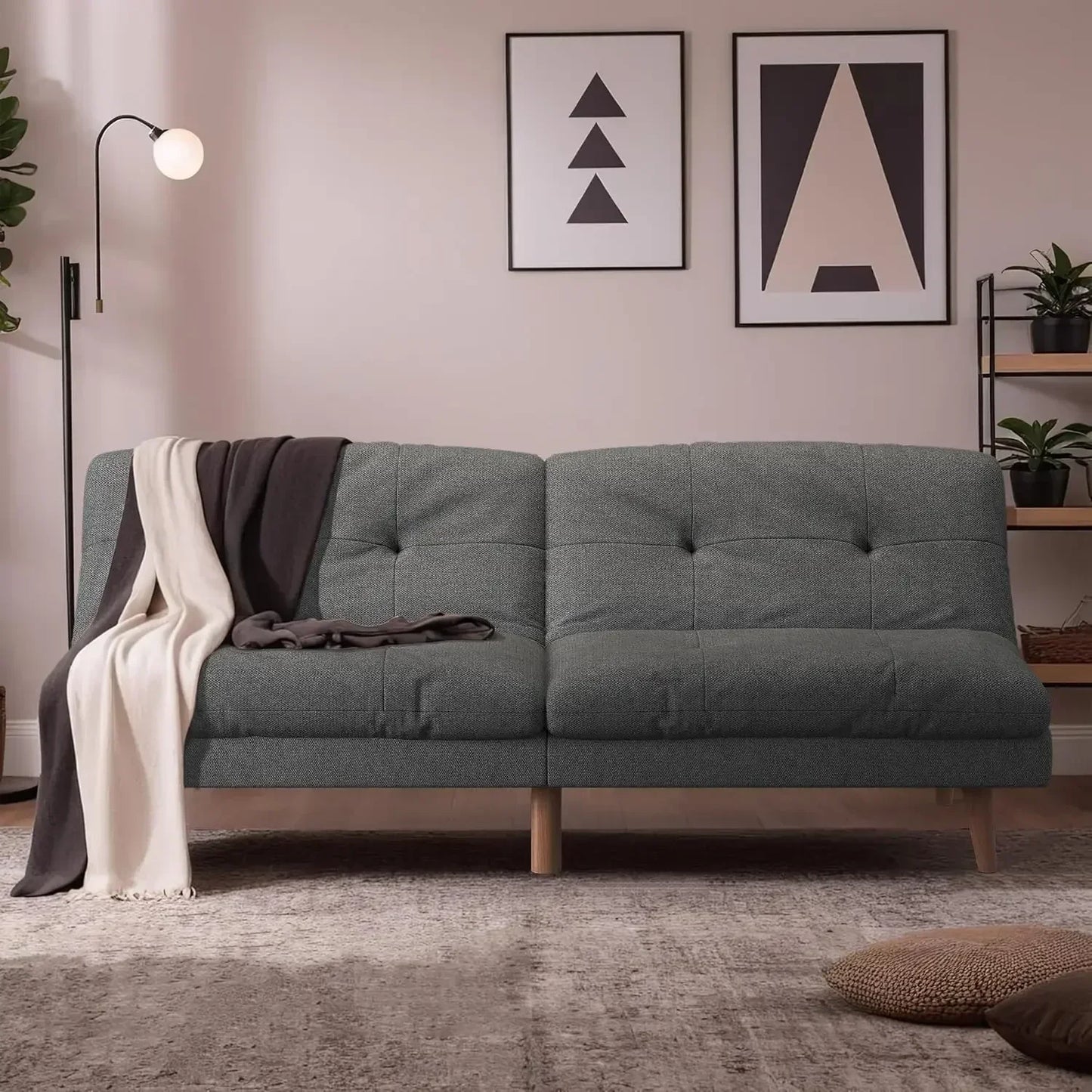 Futon Sofa Bed Fabric Couch Adjustable Sleeper Sofa Bed