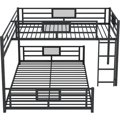 stylish l-shaped metal twin over full bunk bed W / ladders and guardrails for kids