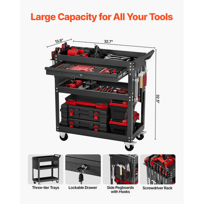 VEVOR 4-Tier Rolling Tool Cart on Wheels