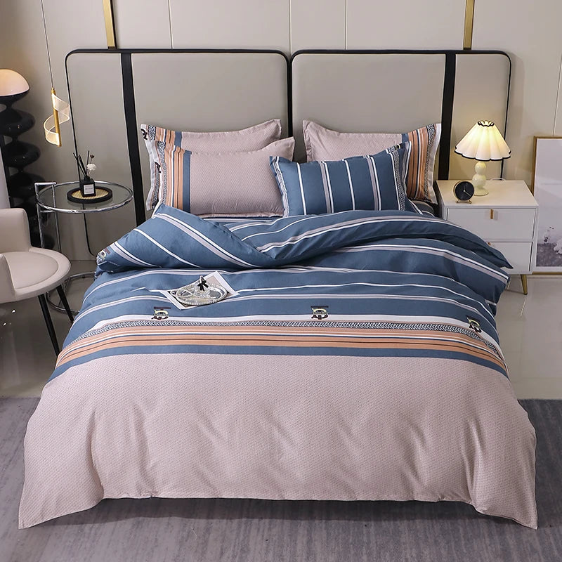 3 Pieces Luxury Striped Duvet Covers Soft Set Thickened Breathable Bedding Sets