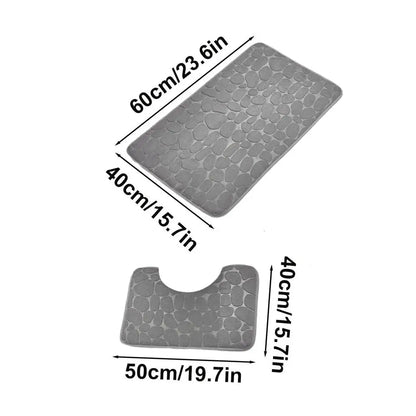 Bathroom Mat Non-Slip Coral Fleece Bath Set Bathroom 2 Piece