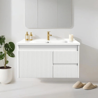 32" Wall Mounted Bathroom Vanity with Sink, Soft-Close Drawers