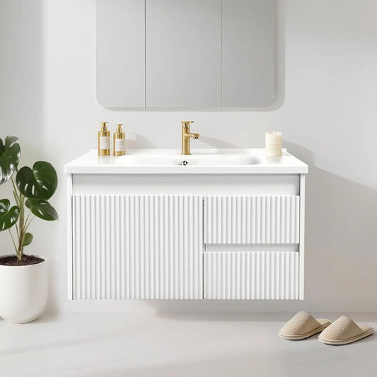 32" Wall Mounted Bathroom Vanity with Sink, Soft-Close Drawers