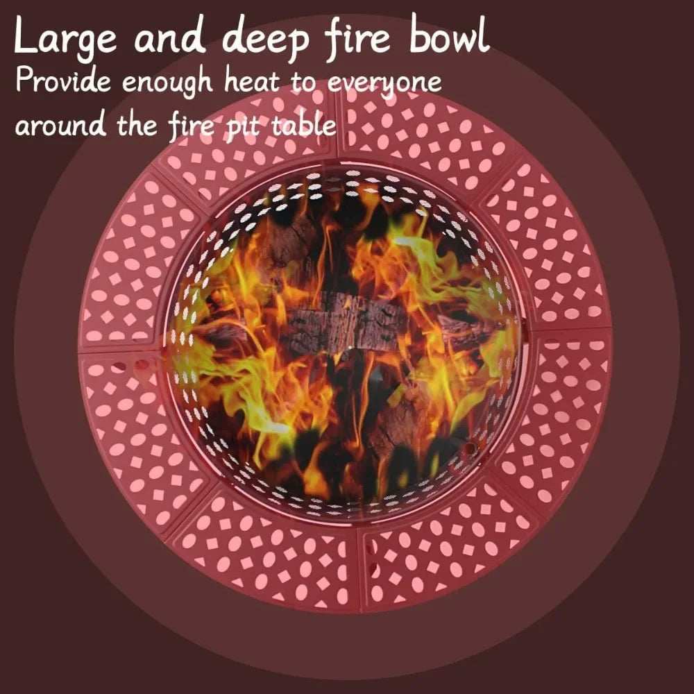 Fire Pit with 2 Grills, Wood Burning Fire Pits for Outside with Lid,