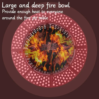 Fire Pit with 2 Grills, Wood Burning Fire Pits for Outside with Lid,