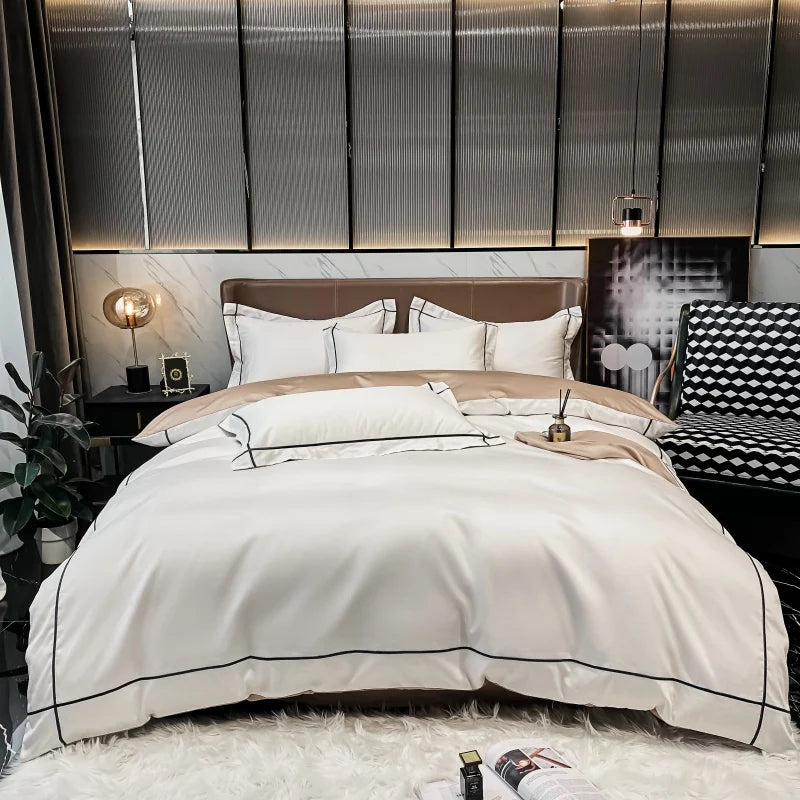 Embroidery Hotel Quality Bedding Set Luxury 800TC Egyptian Cotton
