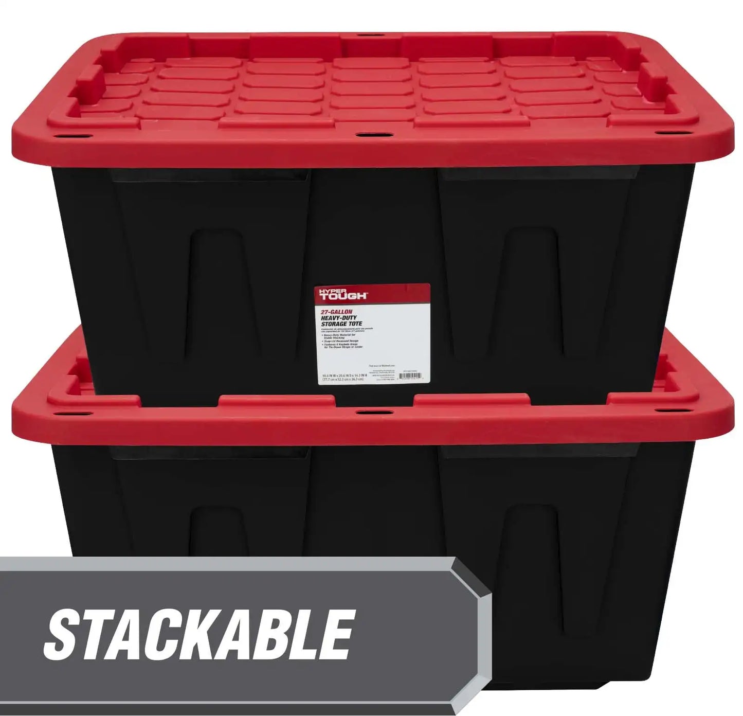 (Pack of 4) Hyper Tough 27 Gallon Large Storage Bin with Snap Lid