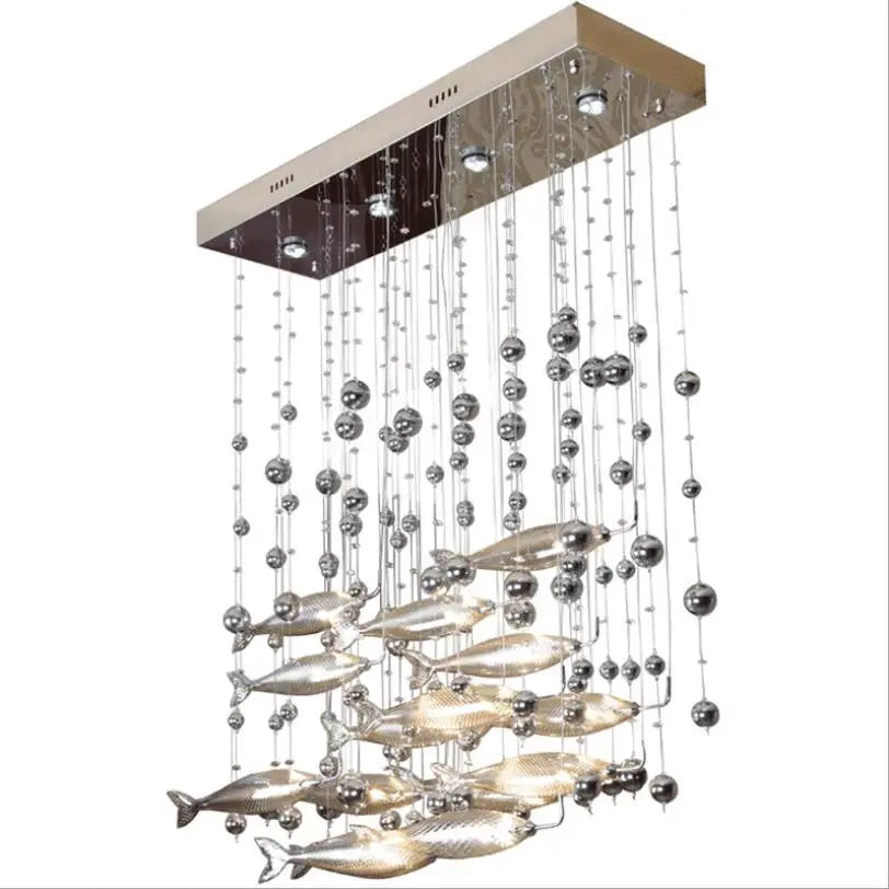 Novel creative crystal glass flying fish chandelier
