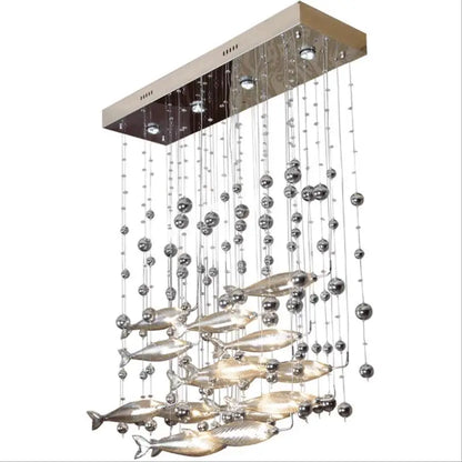 Novel creative crystal glass flying fish chandelier