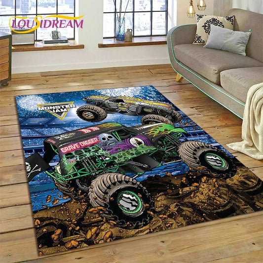 Monster Truck Monster Jam Cartoon Rug Carpet