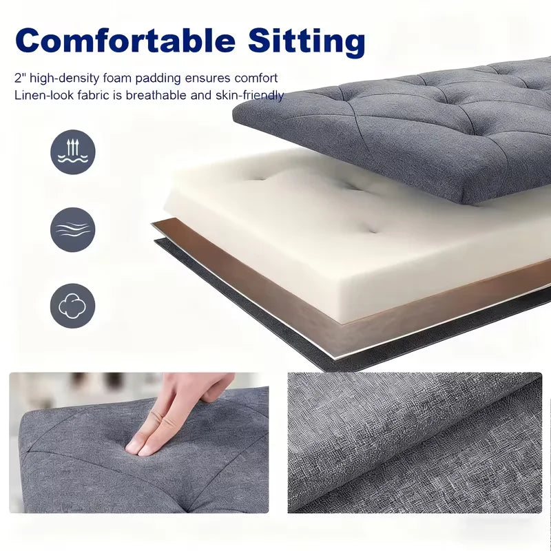 Heavy Duty Folding Storage Ottoman Bench