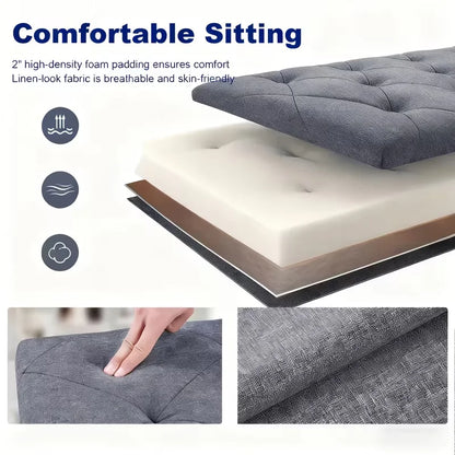 Heavy Duty Folding Storage Ottoman Bench