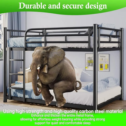 Double Full Bunk Beds W / Detachable Wide Ladder, Full-Length Guardrails, and Quiet Design