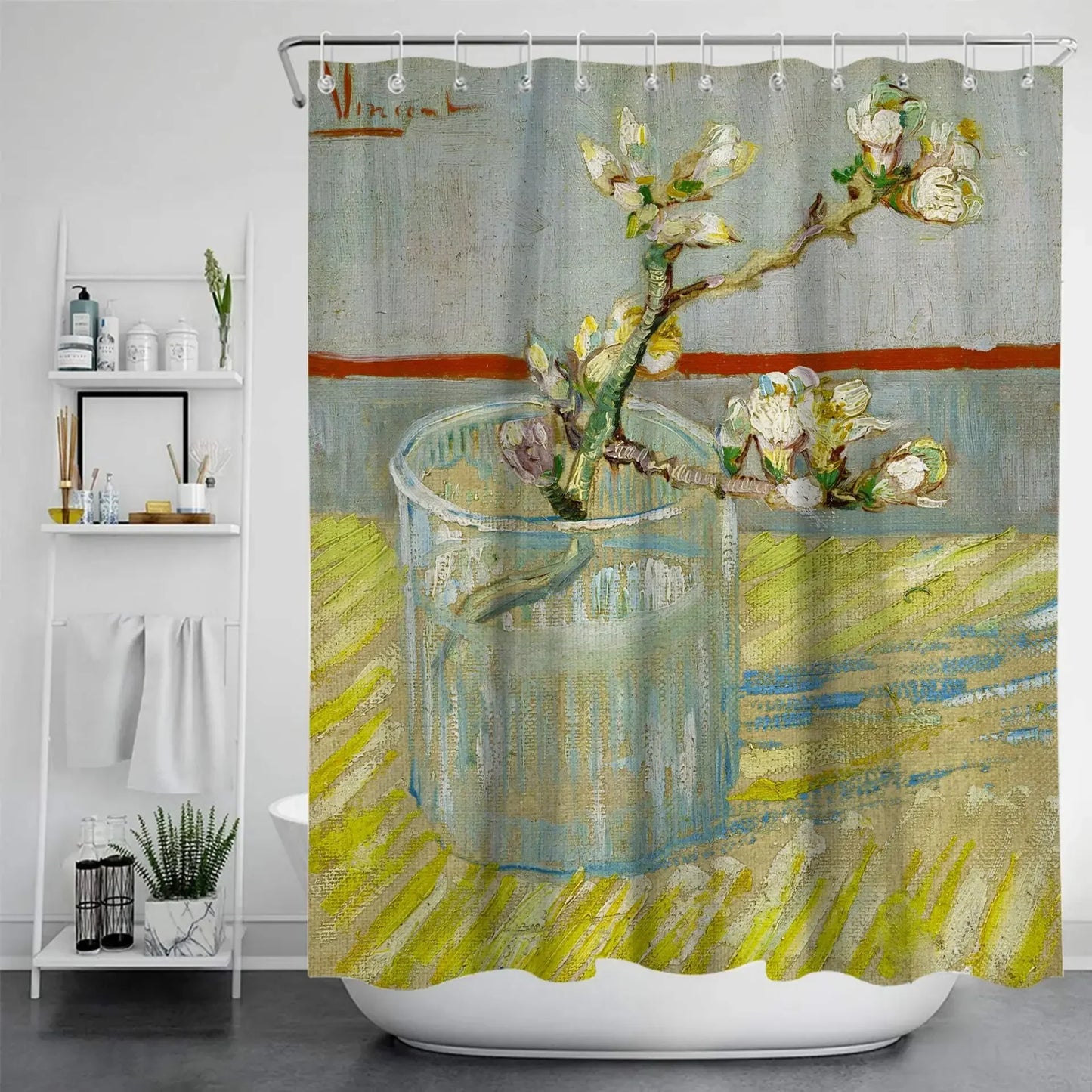 1pc Van Gogh Painting Anti-mildew Shower Curtain Polyester