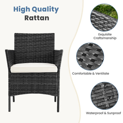 JHK 4 Piece Outdoor Patio Furniture Set with Soft Cushion and Glass Table
