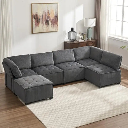 Modular Sectional Sofa U-Shaped Couch with Reversible Chaise, 6-Seat
