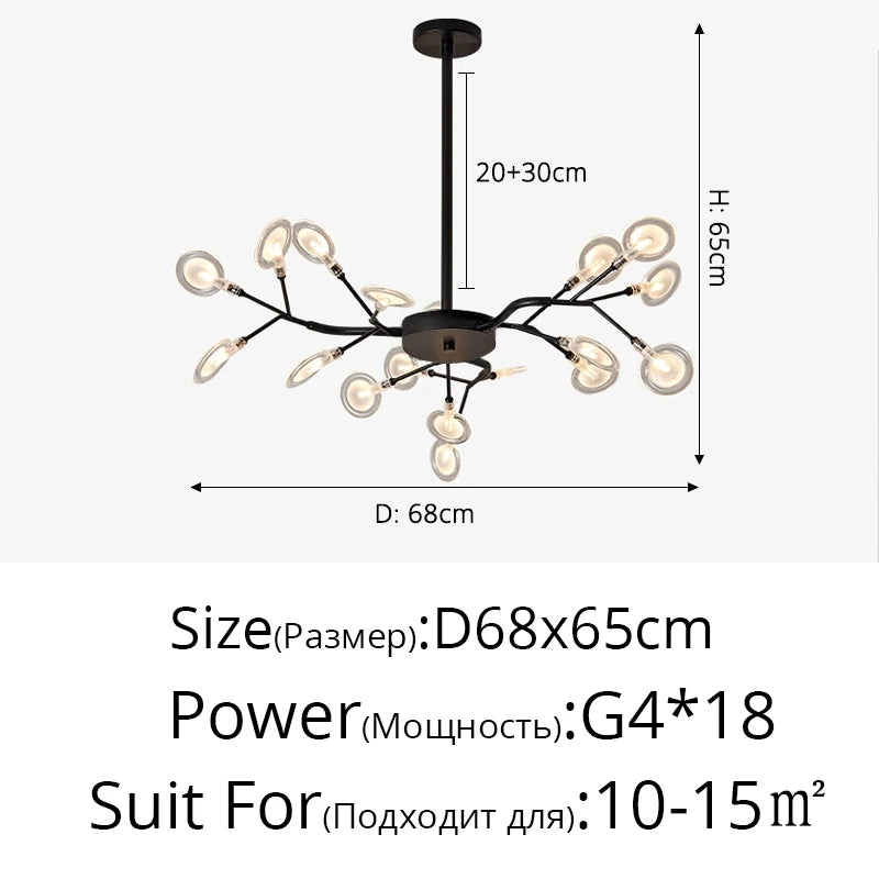Branch Shape Firefly Ceiling Chandelier for House Baby Kid  Living Room Bedroom Decor G4 Led Lighting Indoor Hanging Lamp