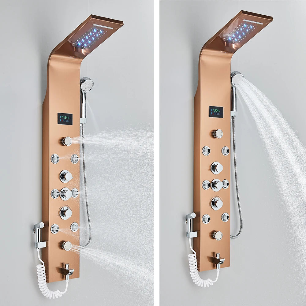 LED Bathroom Shower Panel 6 Modes Intelligent LCD Shower