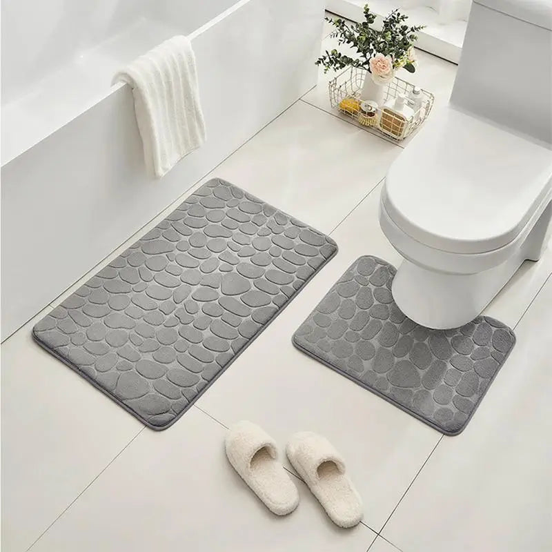 Bathroom Mat Non-Slip Coral Fleece Bath Set Bathroom 2 Piece