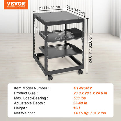 VEVORServer Rack with Adjustable Depth,