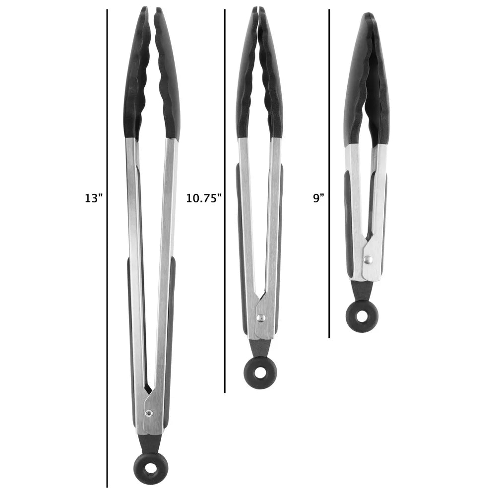 3 Piece Stainless Steel Kitchen Tongs Nonstick Grip Cooking Grilling Serving and Baking