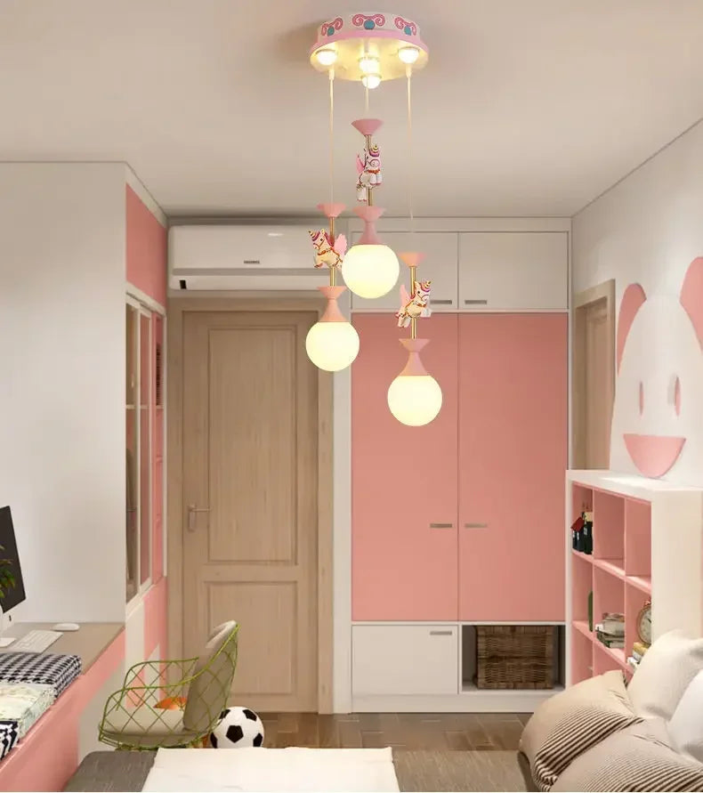 Children's room pendant princess bed cartoon boy girl Nordic creative Pegasus baby lamp