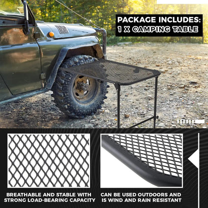 Vehicle Tire Mounted Steel Camping Table Adjustable