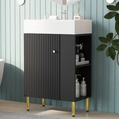 21.6" Bathroom Vanity with Single Sink, Standing Cabinet W /  Side Storage