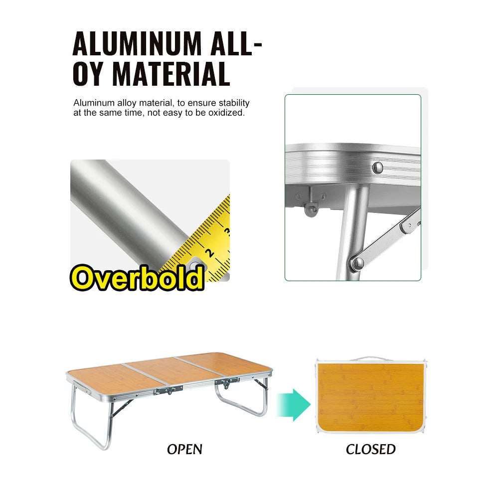 Portable Picnic Table 3 Fold with Aluminum Legs Portable Outdoor Table Foldable Beach Table for Outdoor Cooking BBQ Party Travel
