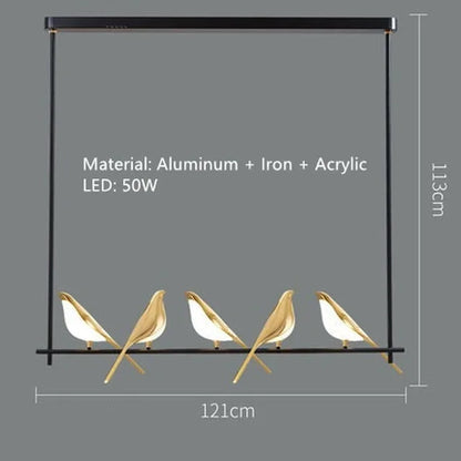 Modern LED Gold Magpie Bird Ceiling Chandelier