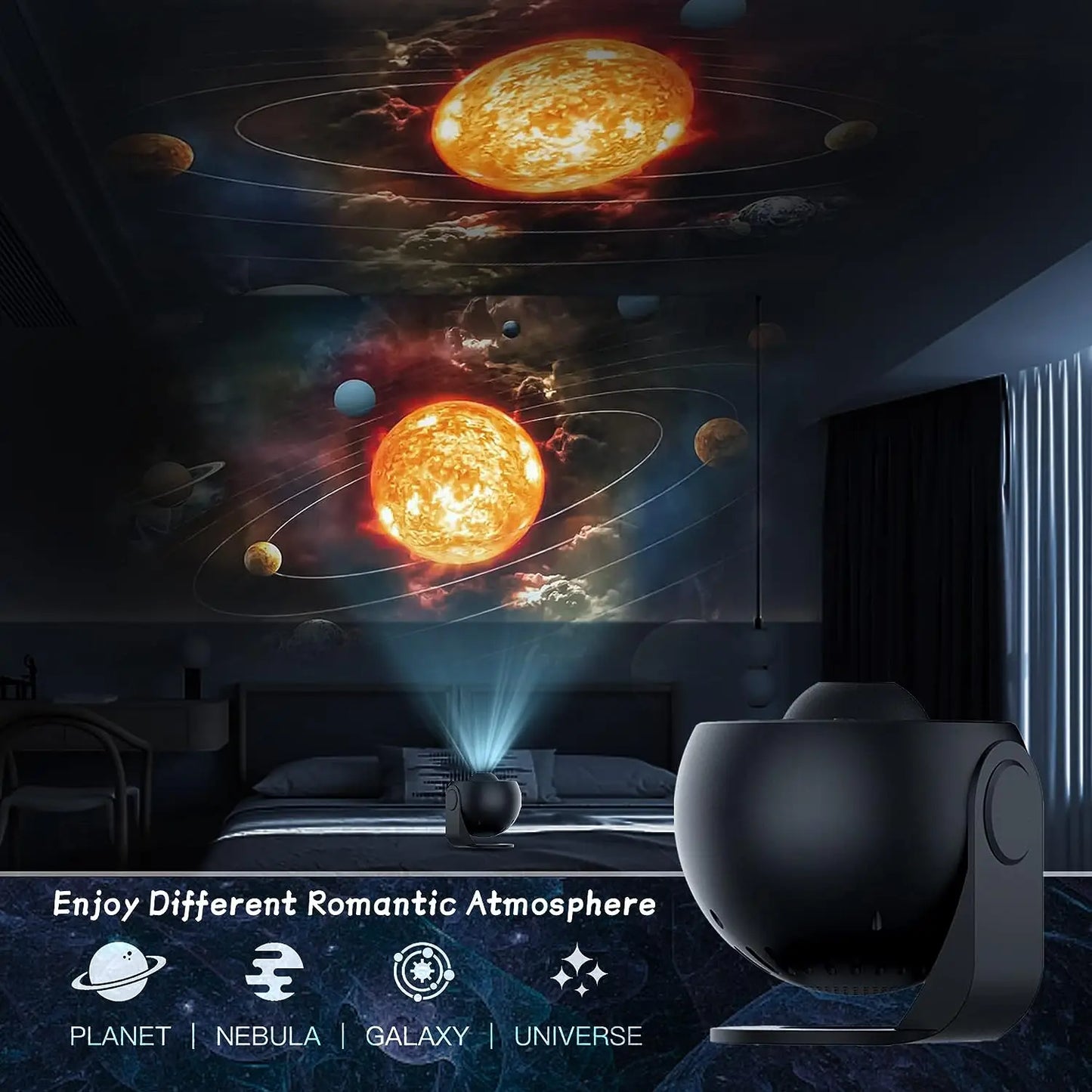 1 Galaxy Ultra Star Projector HD Image Area LED Night Light, 13 Film Discs,360° Rotate 1/2h Timer