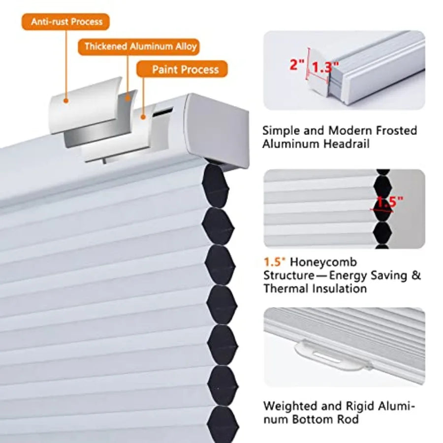 Custom Blackout Cellular Window Shades Cordless Blinds Honeycomb Blinds for Windows 23W x48H Window Shades for Home Room