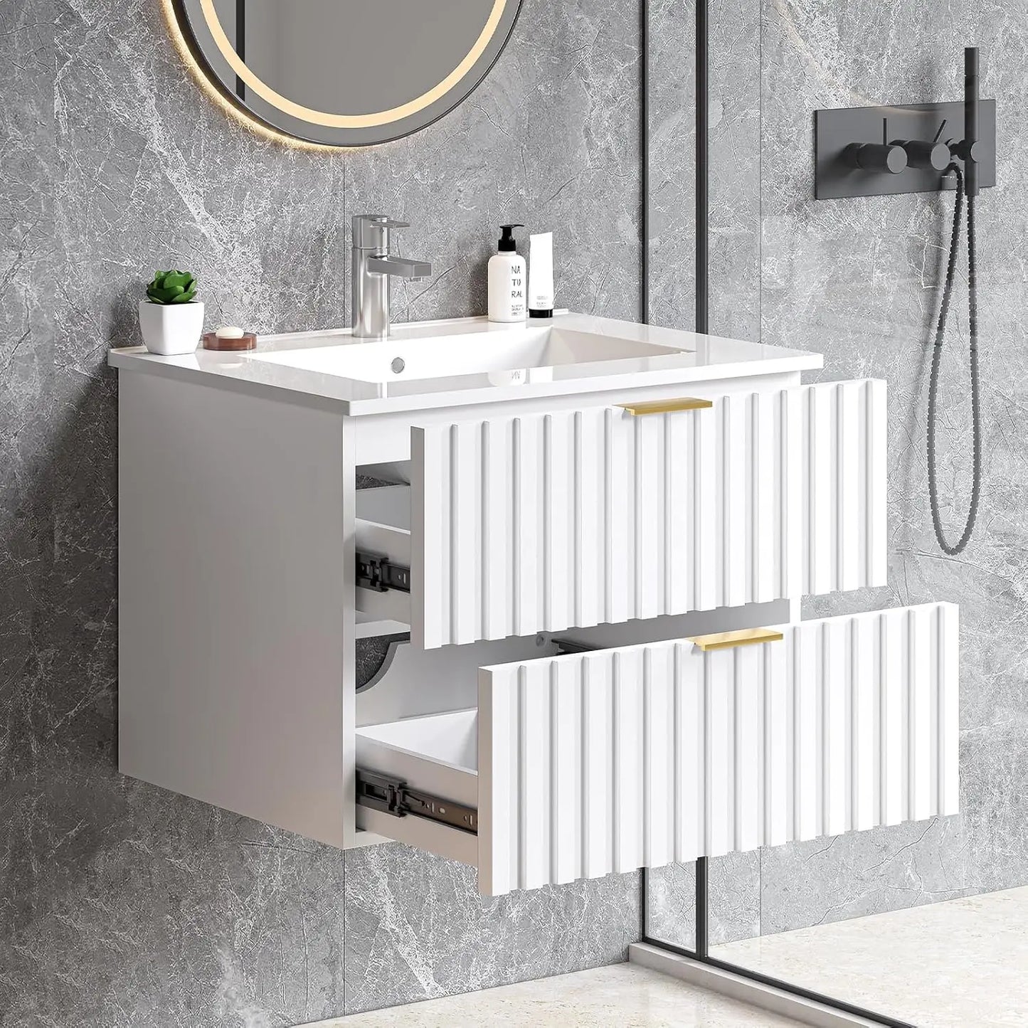 24 Inch Bathroom Vanity with Sink Combo, Floating Bathroom Vanity