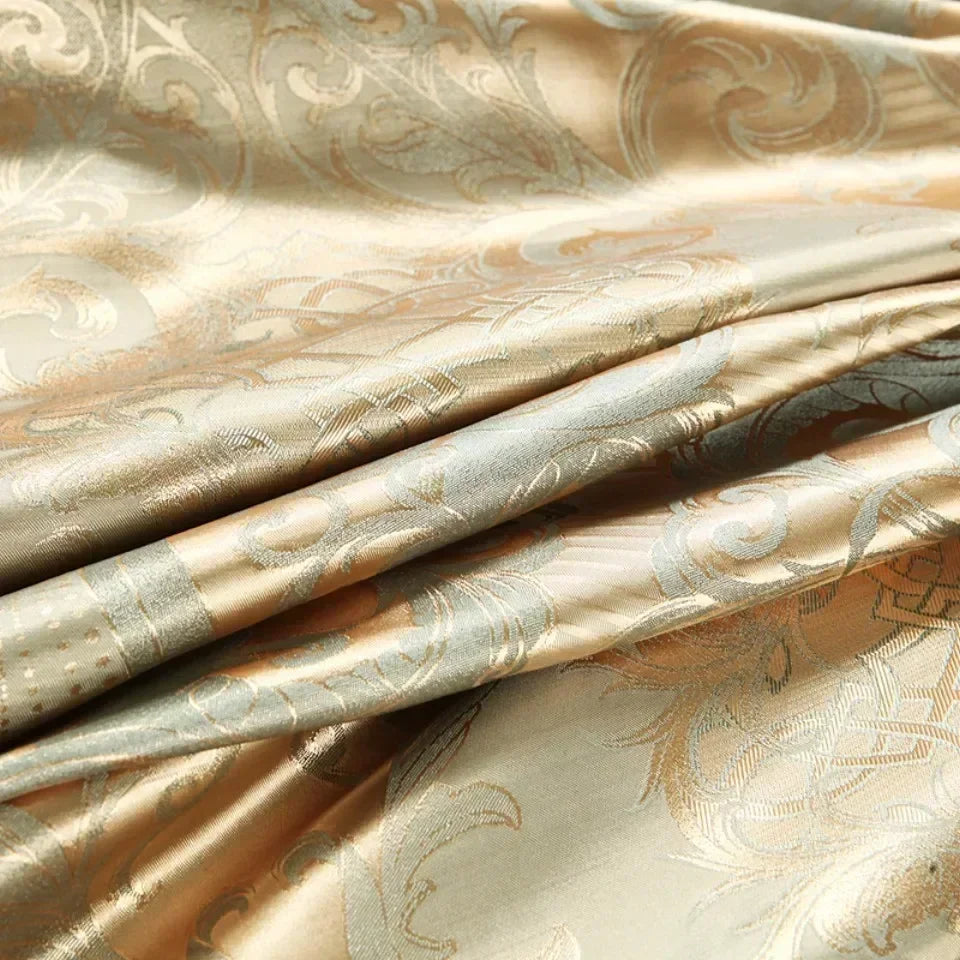 Luxury Satin Jacquard Single Double Duvet Cover Set High End European Wedding