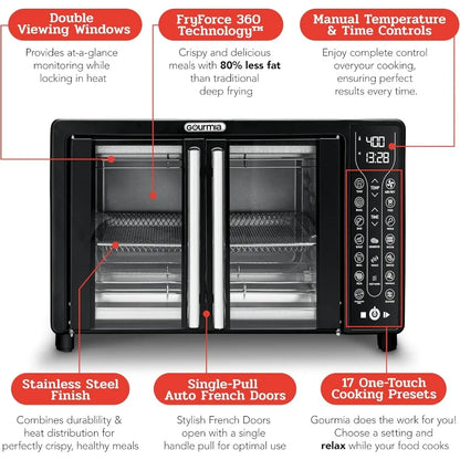 Large 24L Capacity Toaster Oven Air Fryer Combo W / 17 Cooking Presets & 1700W