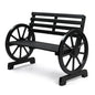 41" Rustic Wooden Outdoor Bench 2-Person Wagon Wheel Slatted Seat