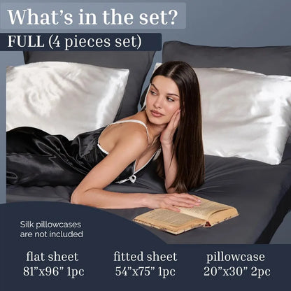 Bed Sheet Set Queen Size 4 Pieces for Modern Bedrooms Includes Flat Sheet 90x102 inch Fitted Sheet 60x80 inch Two Pillowcases 2