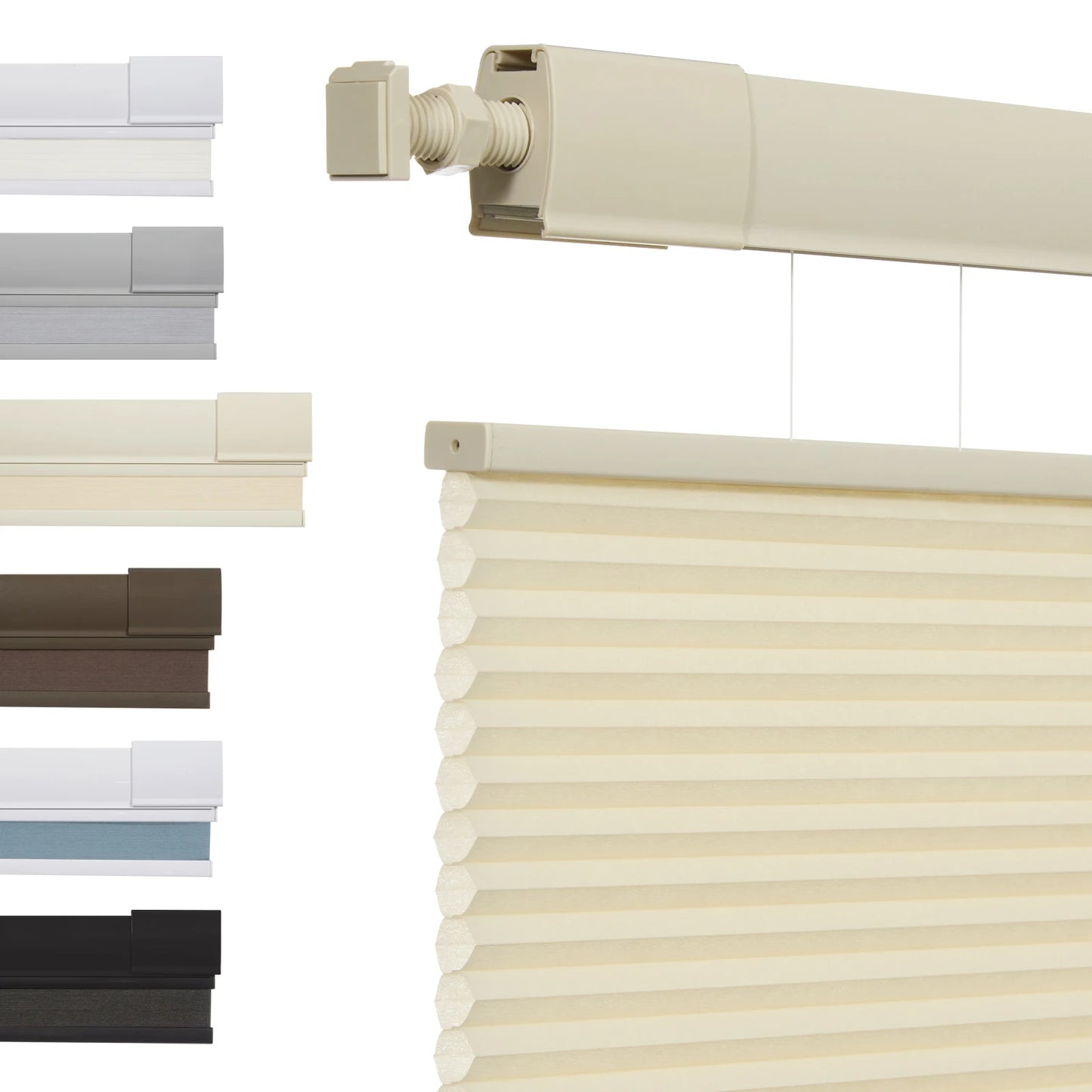 No Tools No Drill Top-Down Bottom Up Honeycomb Blinds for Windows, 1" Cell Fabric Cordless