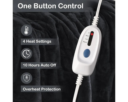 Electric Heated Blanket Full Size, Soft Oversized 4 Heat Levels & Auto Off, Machine Washable