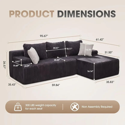 Cloud Modular Sectional Sofa Couch L-Shape Memory Foam