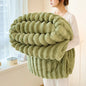 Solid Thickened Wide Striped Flannel Multifunctional Blanket