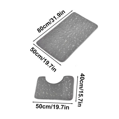 Bathroom Mat Non-Slip Coral Fleece Bath Set Bathroom 2 Piece