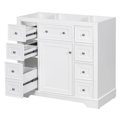 36 Inch Bathroom Vanity Cabinet Base White Storage 1 Door 6 Drawers, Customized